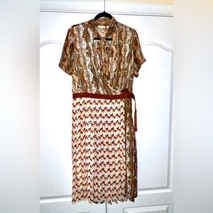 Vibe setting mixed pattern true wrap dress